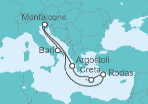 Itinerario del Crucero Italia, Grecia y Rodas - MSC Cruceros