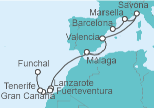 Itinerario del Crucero Islas Canarias - Costa Cruceros