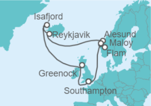 Itinerario del Crucero Reino Unido, Islandia, Noruega - MSC Cruceros