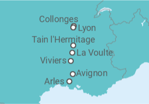 Itinerario del Crucero Escalas imprescindibles del Ródano entre Lyon, la Camarga y la Provenza con cena en el restaurante d - CroisiEurope