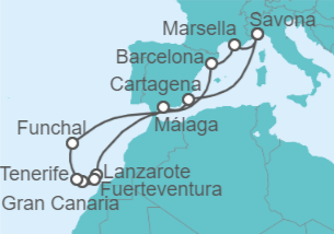 Itinerario del Crucero Islas Canarias - Costa Cruceros