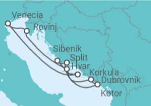 Itinerario del Crucero Croacia, Montenegro - Ponant