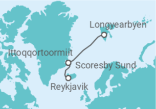 Itinerario del Crucero Desde Longyearbyen (Spitsbergen) a Reykjavik (Islandia) - Ponant