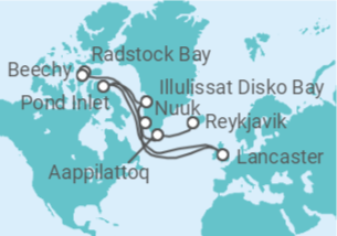 Itinerario del Crucero Desde Reykjavik (Islandia) a Nome (Alaska, USA) - Ponant
