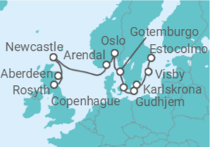 Itinerario del Crucero Suecia, Dinamarca, Noruega - Ponant