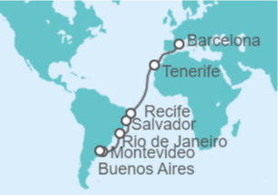 Itinerario del Crucero Rumbo a Sudamérica - Costa Cruceros