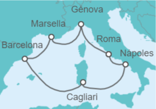 Itinerario del Crucero Italia, Francia, España - Costa Cruceros