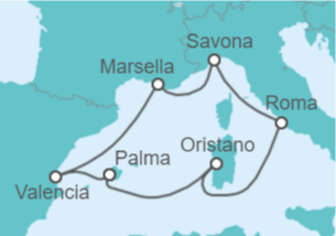 Itinerario del Crucero Italia, España, Francia - Costa Cruceros