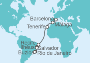Itinerario del Crucero España, Brasil - MSC Cruceros