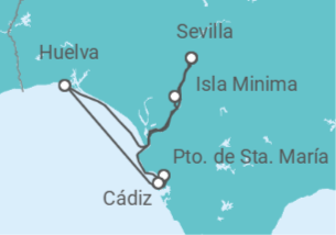 Itinerario del Crucero Sevilla, capital de Andalucía, Huelva, tras las huellas de Cristóbal Colón el inconfundible encanto - CroisiEurope