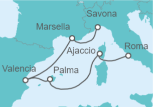 Itinerario del Crucero Francia, España - Costa Cruceros