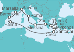 Itinerario del Crucero Italia, Grecia, España, Francia - Costa Cruceros