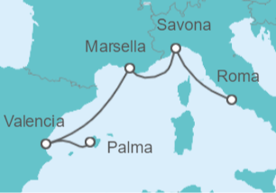 Itinerario del Crucero España, Francia, Italia - Costa Cruceros