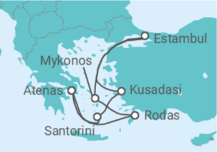 Itinerario del Crucero Islas griegas: Santorini, Rodas y Estambul  - NCL Norwegian Cruise Line