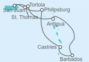 Itinerario del Crucero Islas Vírgenes y Antillas - NCL Norwegian Cruise Line