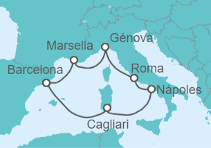 Itinerario del Crucero El barco ochentero navega por el Mediterráneo - Costa Cruceros