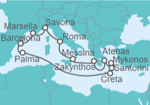 Itinerario del Crucero Mediterráneo al completo - Costa Cruceros