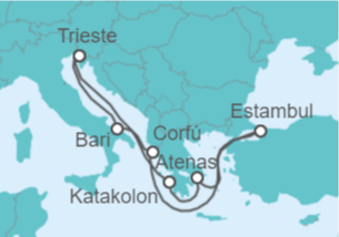 Itinerario del Crucero Italia, Grecia, Turquía - MSC Cruceros