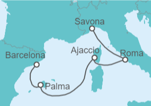 Itinerario del Crucero Italia, Francia, España - Costa Cruceros