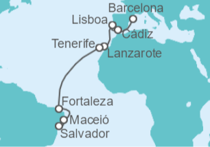 Itinerario del Crucero Rumbo a Brasil - Costa Cruceros