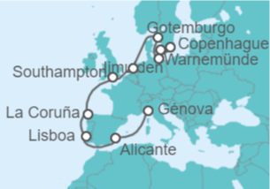 Itinerario del Crucero Alemania, Suecia, Holanda, Reino Unido, España, Portugal - MSC Cruceros