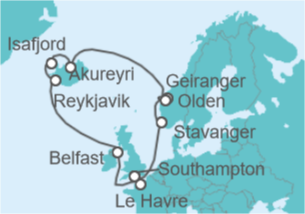 Itinerario del Crucero Norte de Europa e Islandia  - NCL Norwegian Cruise Line