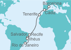 Itinerario del Crucero España, Brasil - Costa Cruceros