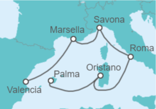 Itinerario del Crucero Francia, Italia - Costa Cruceros