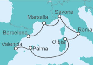 Itinerario del Crucero Historia y belleza natural - Costa Cruceros