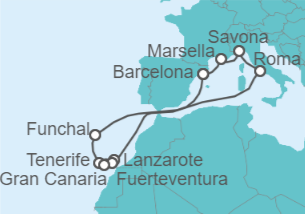 Itinerario del Crucero Islas Canarias - Costa Cruceros