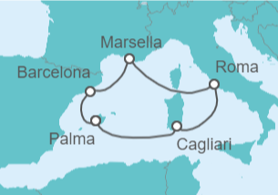 Itinerario del Crucero Italia, Francia y España - AIDA