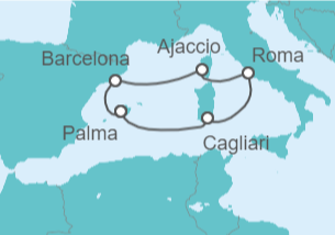 Itinerario del Crucero Italia, Francia y España - AIDA