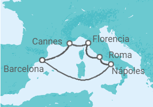 Itinerario del Crucero Italia y Francia - Disney Cruise Line