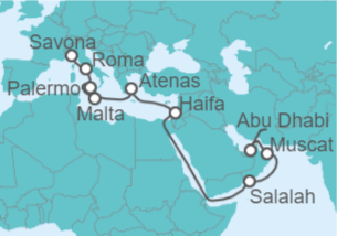 Itinerario del Crucero Del Arábigo al Mediterráneo - Costa Cruceros