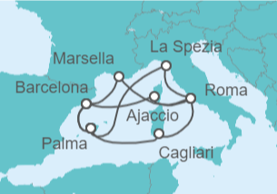Itinerario del Crucero Italia, Francia y España - AIDA