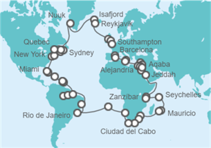 Itinerario del Crucero Vuelta al mundo  MSC Cruceros - MSC Cruceros