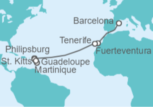 Itinerario del Crucero Desde Barcelona a Guadalupe - Costa Cruceros