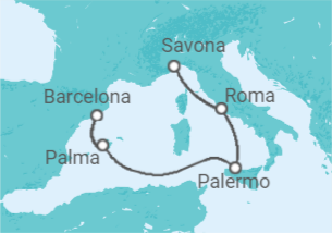 Itinerario del Crucero España, Italia - Costa Cruceros
