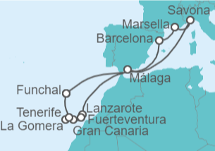Itinerario del Crucero Islas Canarias - Costa Cruceros