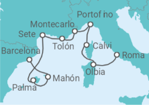 Itinerario del Crucero España, Francia, Mónaco, Italia - Seabourn