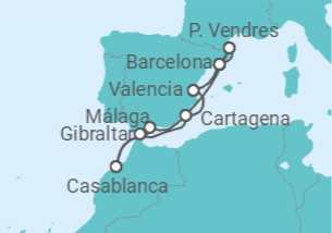 Itinerario del Crucero España, Gibraltar, Marruecos - Seabourn