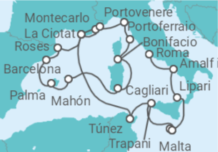 Itinerario del Crucero Desde Civitavecchia (Roma) a Montecarlo (Mónaco) - Seabourn