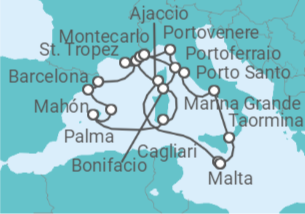 Itinerario del Crucero España, Italia, Francia, Mónaco, Portugal, Malta - Seabourn