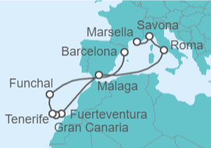 Itinerario del Crucero Italia, España, Portugal - Costa Cruceros