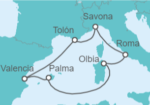 Itinerario del Crucero Francia, Italia, España - Costa Cruceros