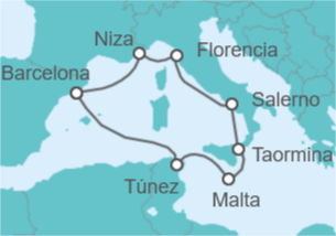 Itinerario del Crucero Túnez, Malta, Italia, Francia - Holland America Line