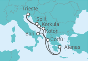 Itinerario del Crucero Grecia, Croacia, Italia, Montenegro - Holland America Line