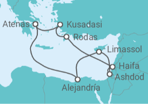 Itinerario del Crucero Egipto, Chipre,  Grecia, Turquía - Holland America Line