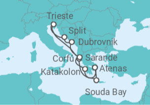 Itinerario del Crucero Grecia, Croacia, Italia - Holland America Line