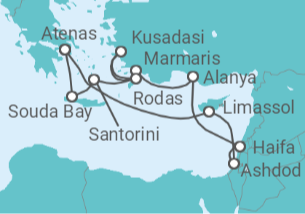 Itinerario del Crucero Chipre,  Turquía, Grecia - Holland America Line